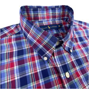 Polo Ralph Lauren Shirt Men’s XL Blue Red Plaid Cotton Designer Oxford OCBD